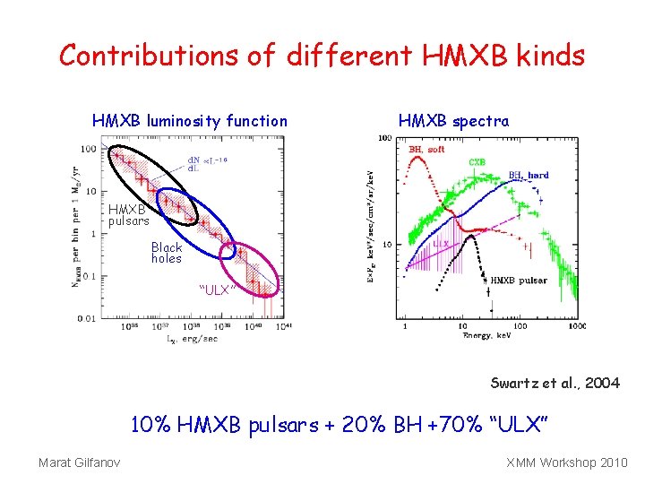 Contributions of different HMXB kinds HMXB luminosity function HMXB spectra HMXB pulsars Black holes