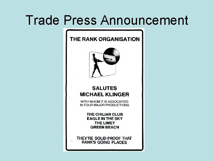 Trade Press Announcement 