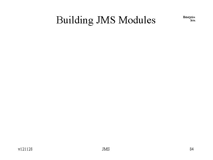 Building JMS Modules v 121128 JMS Enterprise Java 84 