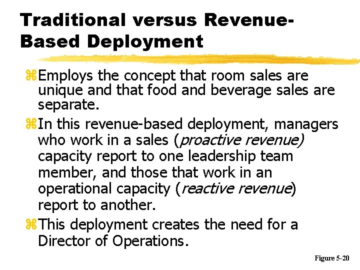 Traditional versus Revenue. Based Deployment z. Employs the concept that room sales are unique