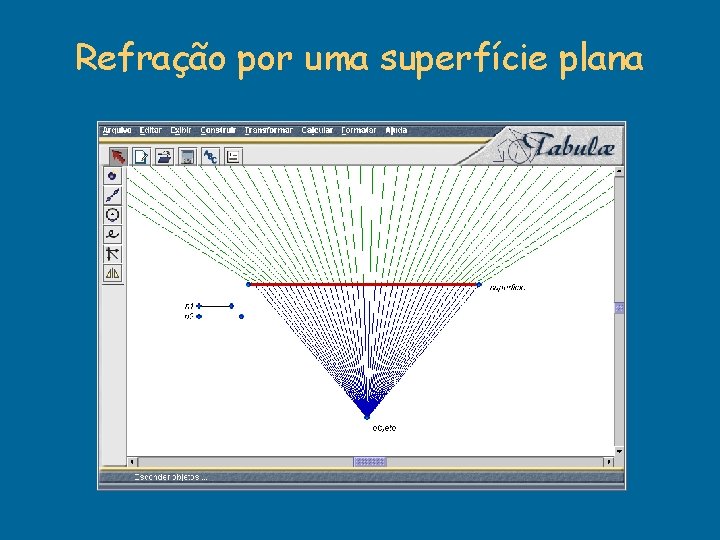 Refração por uma superfície plana Refração por uma superfície plana