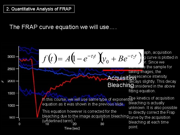 2. Quantitative Analysis of FRAP The FRAP curve equation we will use…. In this