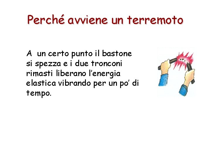 Perché avviene un terremoto A un certo punto il bastone si spezza e i