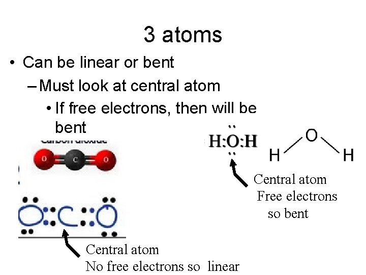 3 atoms • Can be linear or bent – Must look at central atom