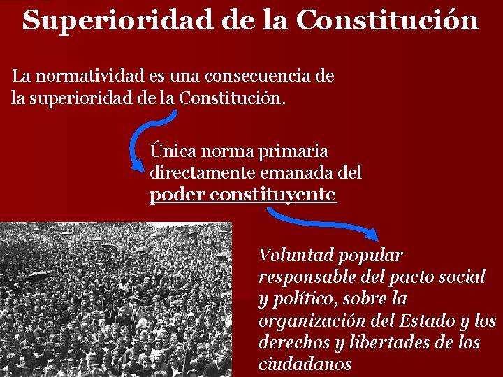 Superioridad de la Constitución La normatividad es una consecuencia de la superioridad de la