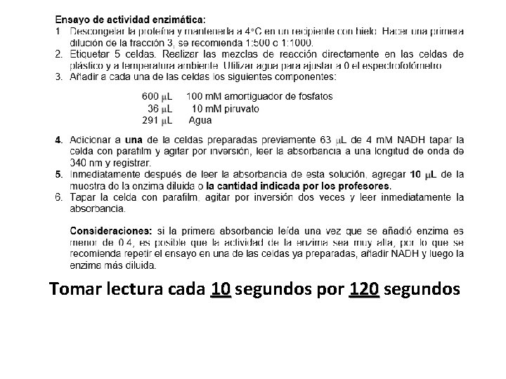 Tomar lectura cada 10 segundos por 120 segundos 