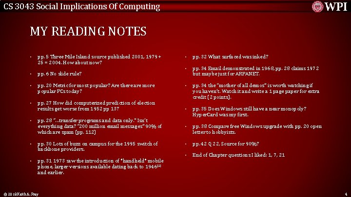 CS 3043 Social Implications Of Computing MY READING NOTES • pp. 5 Three Mile