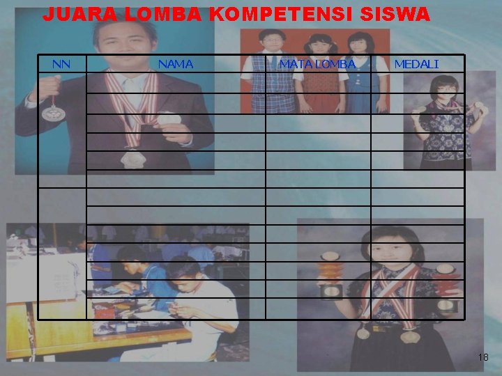 JUARA LOMBA KOMPETENSI SISWA NN NAMA MATA LOMBA MEDALI 18 