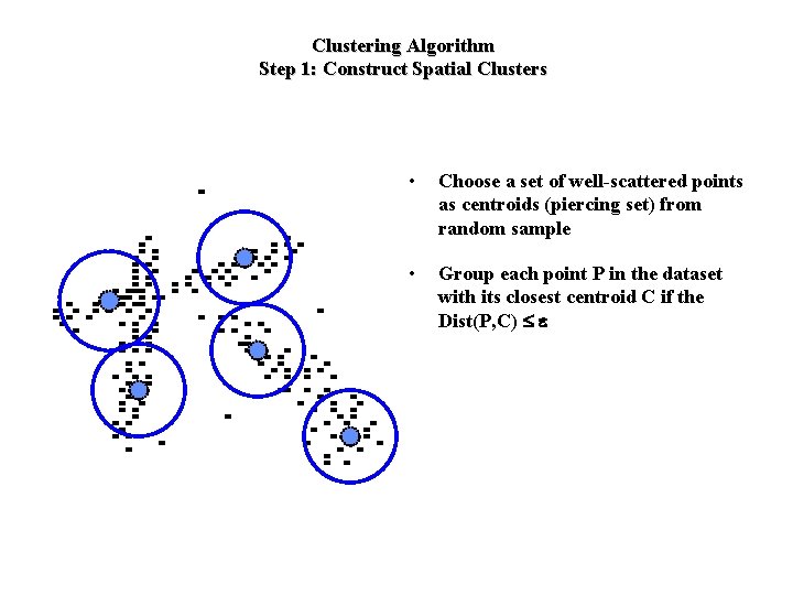 Clustering Algorithm Step 1: Construct Spatial Clusters • Choose a set of well-scattered points