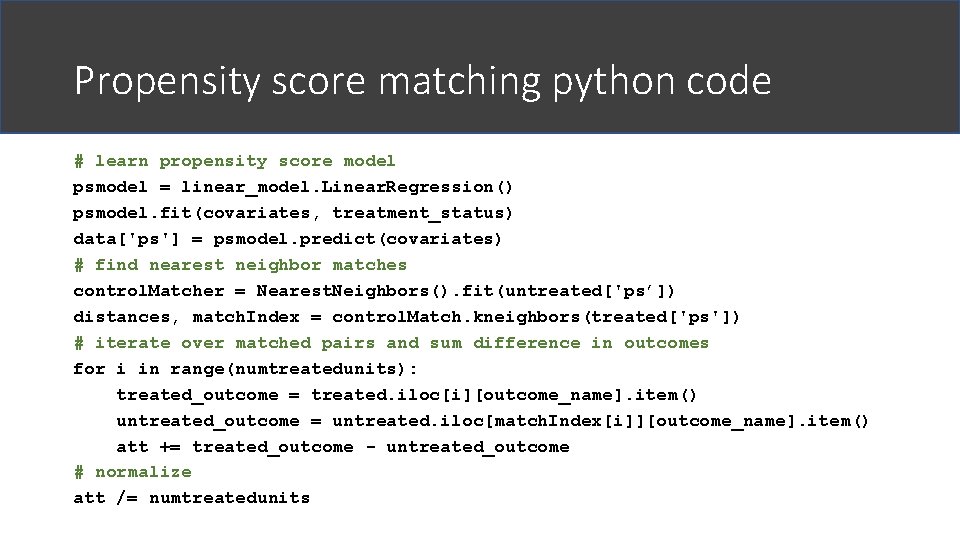 Propensity score matching python code # learn propensity score model psmodel = linear_model. Linear.