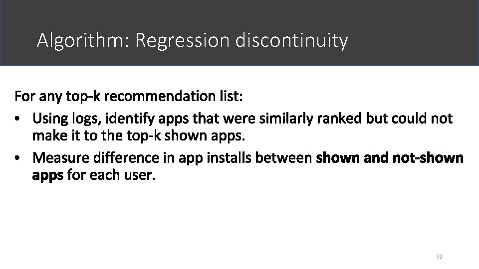 Algorithm: Regression discontinuity 92 