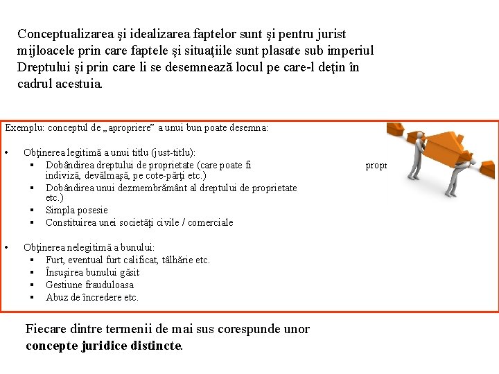 Conceptualizarea şi idealizarea faptelor sunt şi pentru jurist mijloacele prin care faptele şi situaţiile