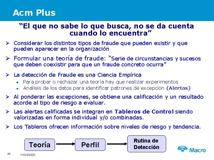Acm Plus “El que no sabe lo que busca, no se da cuenta cuando