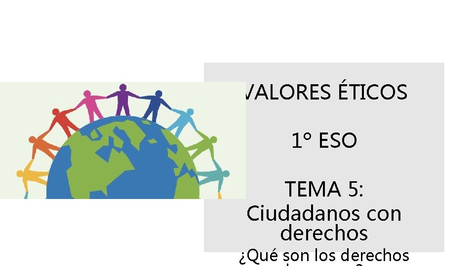 VALORES ÉTICOS 1º ESO TEMA 5: Ciudadanos con derechos ¿Qué son los derechos 