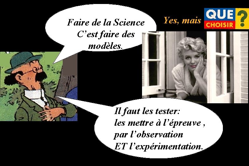 Faire de la Science C’est faire des modèles. Yes, mais Il faut les tester: