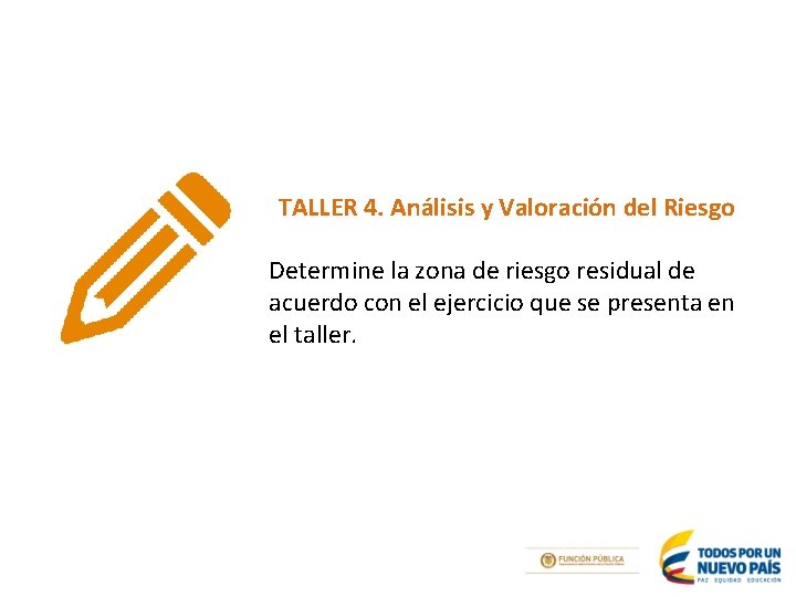 TALLER 4. Análisis y Valoración del Riesgo Determine la zona de riesgo residual de TALLER 4. Análisis y Valoración del Riesgo Determine la zona de riesgo residual de