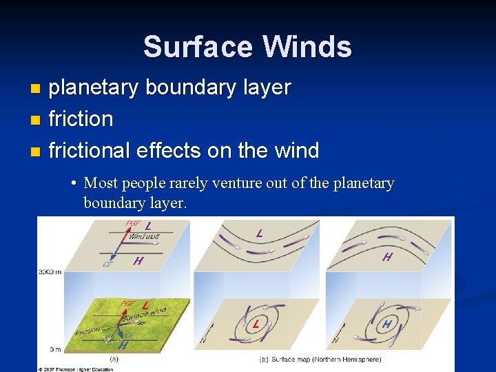 Surface Winds planetary boundary layer n frictional effects on the wind n • Most