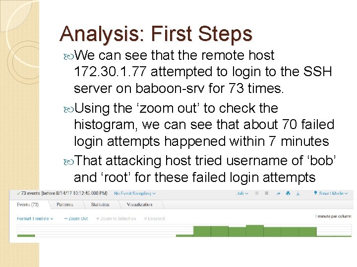 Analysis: First Steps We can see that the remote host 172. 30. 1. 77