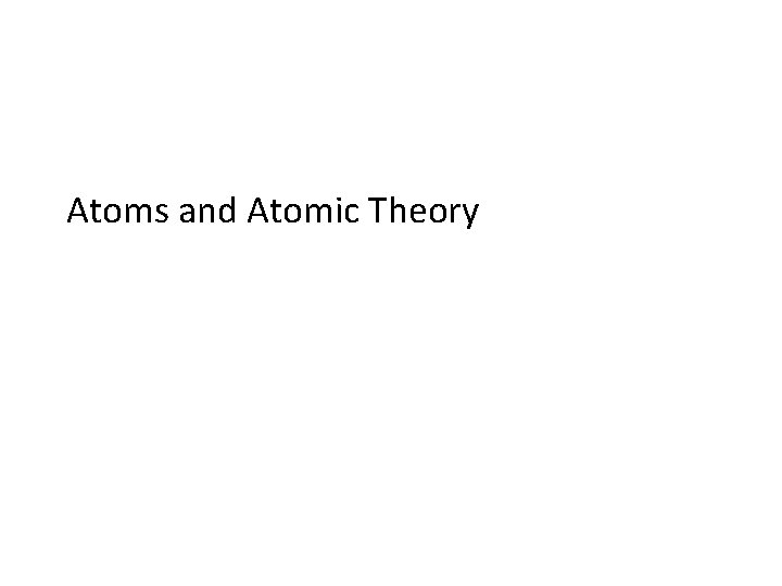 Atoms and Atomic Theory 