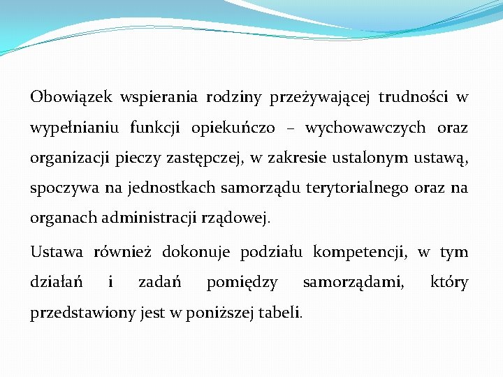 Obowiązek wspierania rodziny przeżywającej trudności w wypełnianiu funkcji opiekuńczo – wychowawczych oraz organizacji pieczy