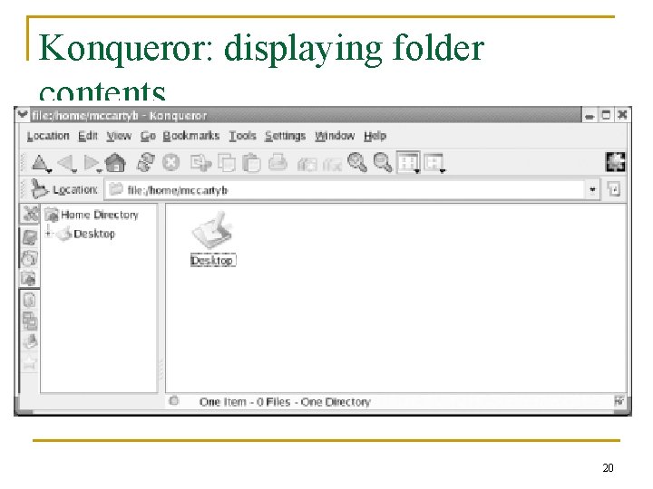 Konqueror: displaying folder contents 20 