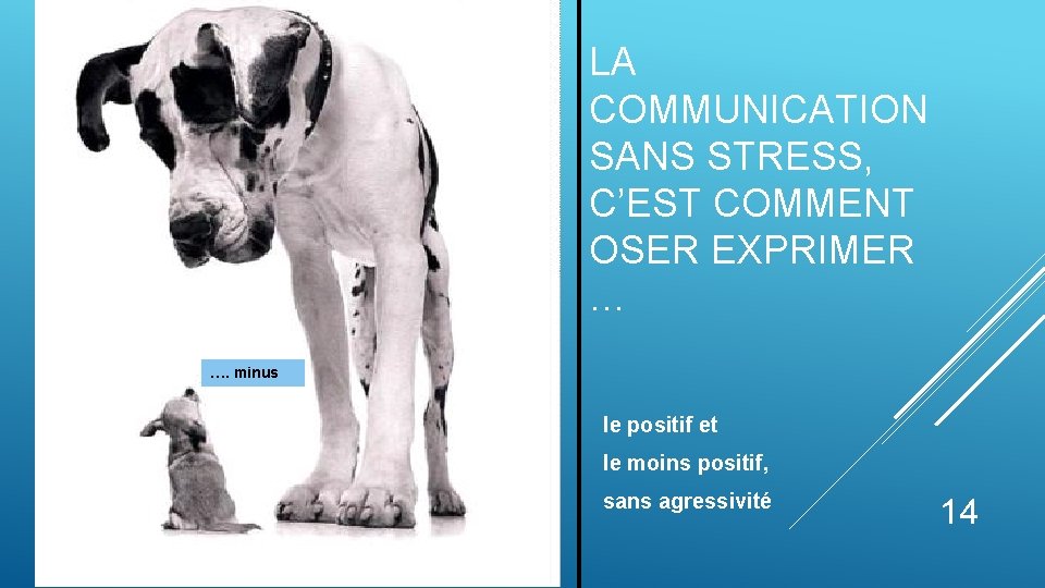 LA COMMUNICATION SANS STRESS, C’EST COMMENT OSER EXPRIMER … …. minus MMMMM le positif