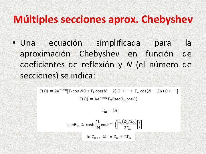 Múltiples secciones aprox. Chebyshev • Una ecuación simplificada para la aproximación Chebyshev en función