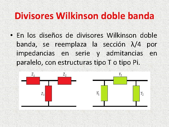 Divisores Wilkinson doble banda • En los diseños de divisores Wilkinson doble banda, se