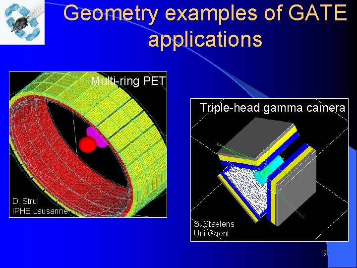 Geometry examples of GATE applications Multi-ring PET Triple-head gamma camera D. Strul IPHE Lausanne