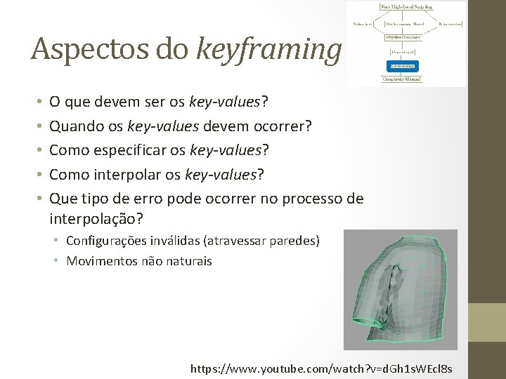 Aspectos do keyframing • • • O que devem ser os key-values? Quando os