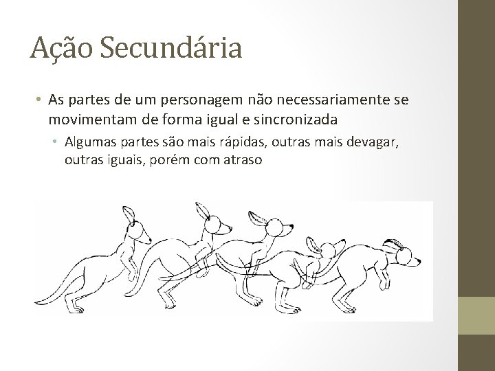 Ação Secundária • As partes de um personagem não necessariamente se movimentam de forma