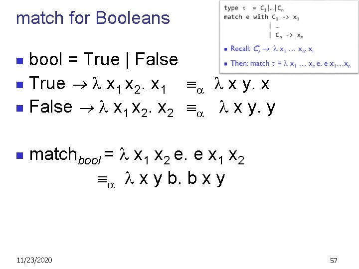 match for Booleans bool = True | False n True x 1 x 2.