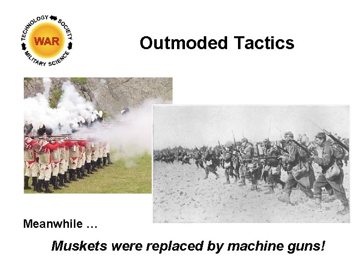 Outmoded Tactics Meanwhile … Muskets were replaced by machine guns! 