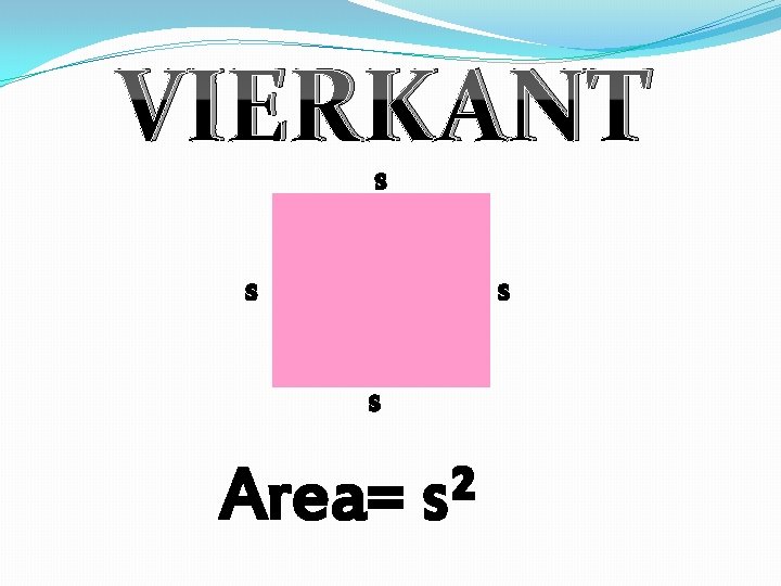 VIERKANT s s Area= s² 
