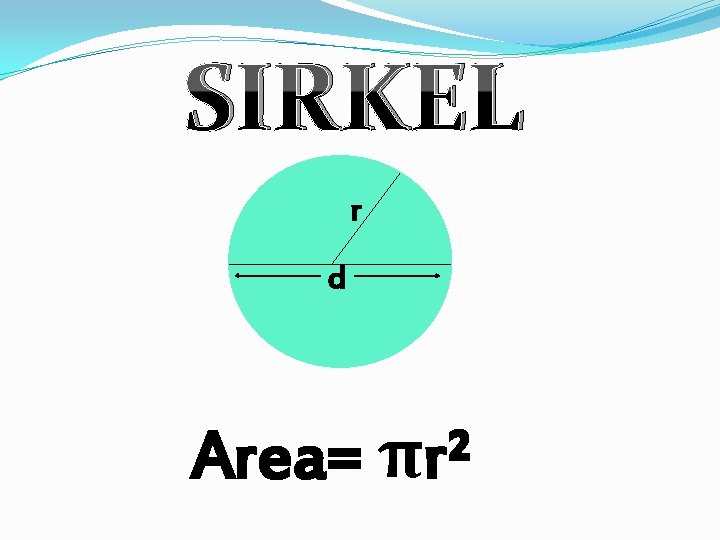 SIRKEL r d Area= πr² 