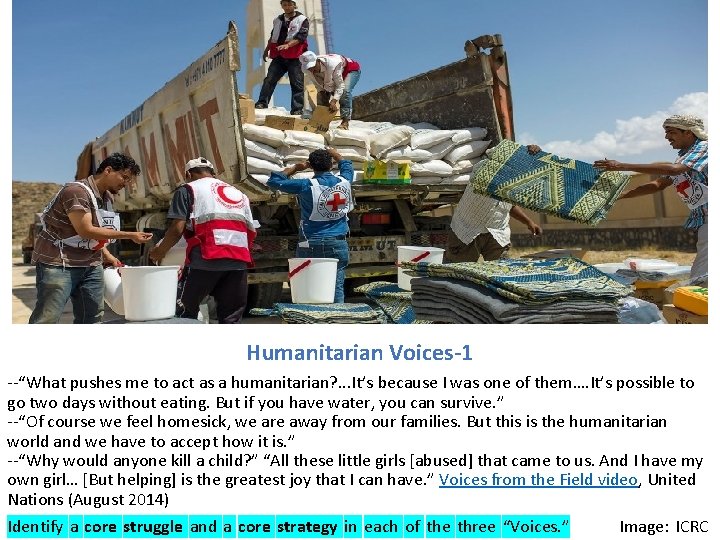 . Humanitarian Voices-1 --“What pushes me to act as a humanitarian? . . .