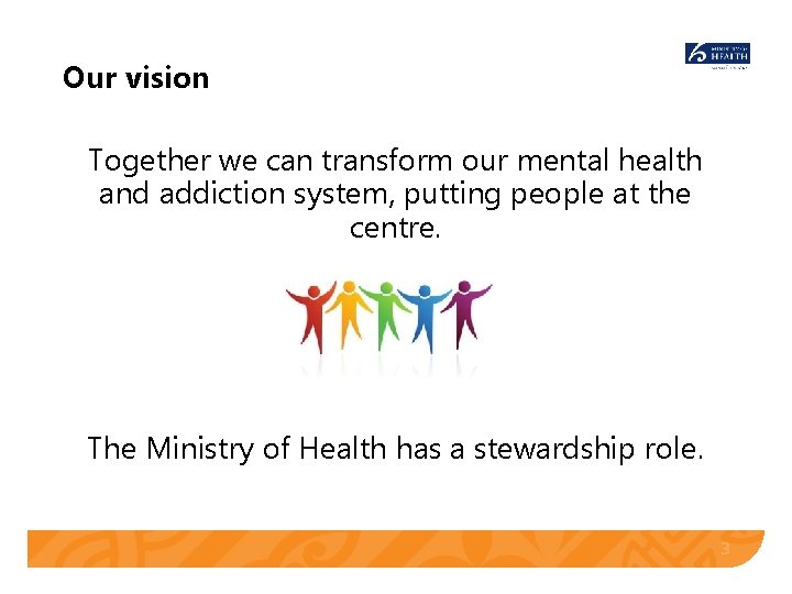 Our vision Together we can transform our mental health and addiction system, putting people Our vision Together we can transform our mental health and addiction system, putting people
