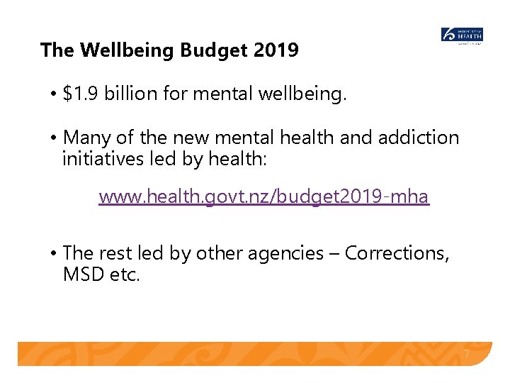 The Wellbeing Budget 2019 • $1. 9 billion for mental wellbeing. • Many of The Wellbeing Budget 2019 • $1. 9 billion for mental wellbeing. • Many of