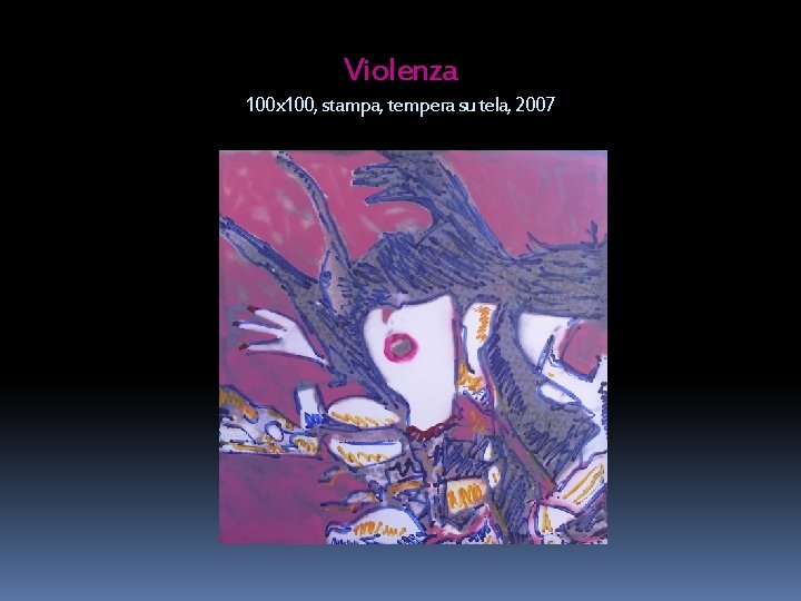 Violenza 100 x 100, stampa, tempera su tela, 2007 