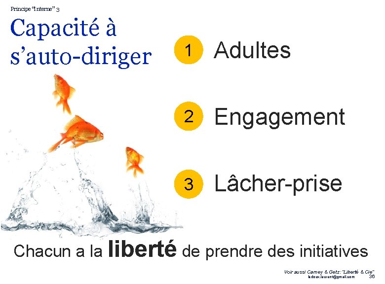 Principe “Interne” 3 Capacité à s’auto-diriger 1 Adultes 2 Engagement 3 Lâcher-prise Chacun a