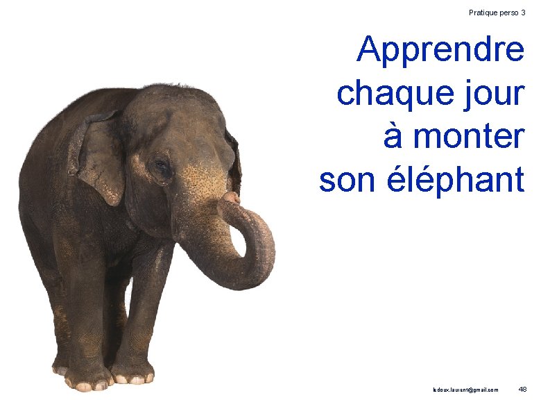 Pratique perso 3 Apprendre chaque jour à monter son éléphant ledoux. laurent@gmail. com 48