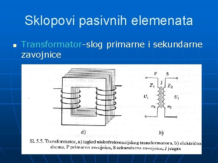 Sklopovi pasivnih elemenata n Transformator-slog primarne i sekundarne zavojnice 