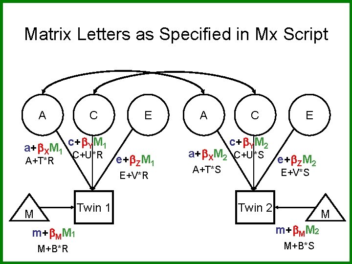 Matrix Letters as Specified in Mx Script A C a+ XM 1 c+ YM