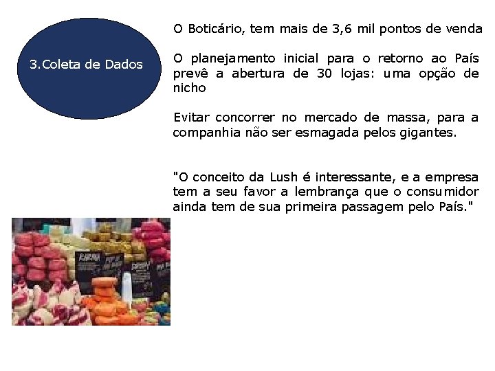 O Boticário, tem mais de 3, 6 mil pontos de venda 3. Coleta de