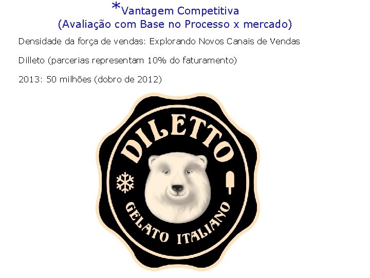 *Vantagem Competitiva (Avaliação com Base no Processo x mercado) Densidade da força de vendas: