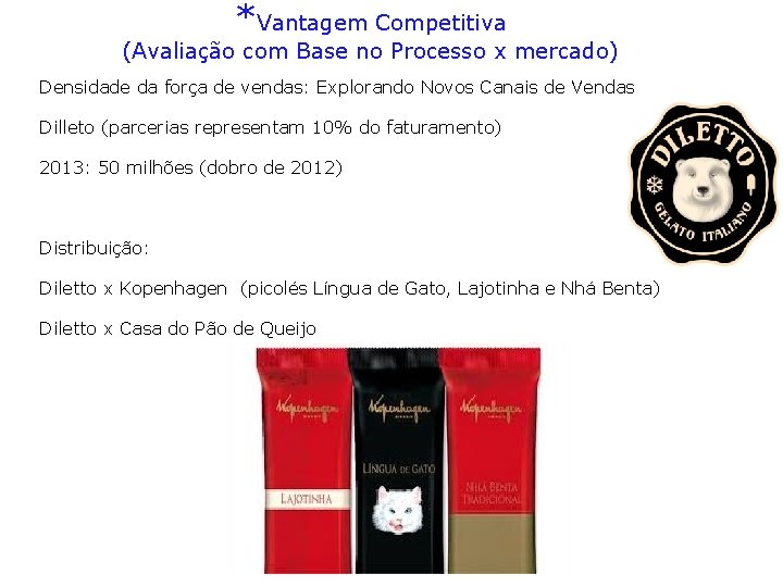 *Vantagem Competitiva (Avaliação com Base no Processo x mercado) Densidade da força de vendas: