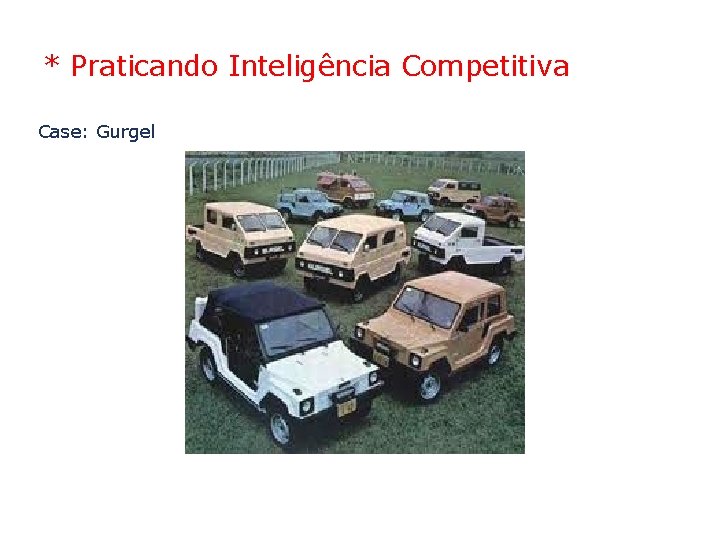 * Praticando Inteligência Competitiva Case: Gurgel 