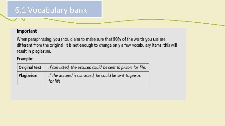 6. 1 Vocabulary bank 