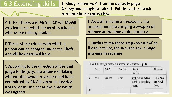 6. 3 Extending skills D Study sentences A–E on the opposite page. 1 Copy