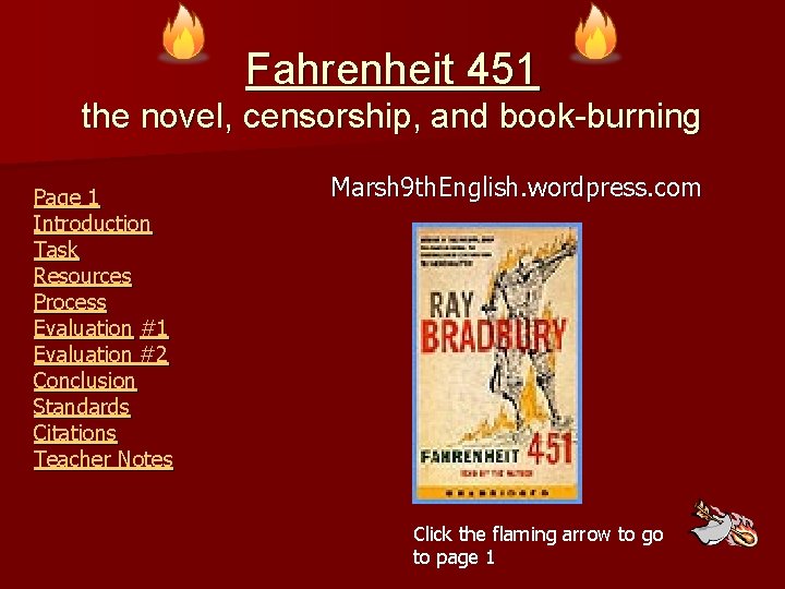 Fahrenheit 451 the novel, censorship, and book-burning Page 1 Introduction Task Resources Process Evaluation